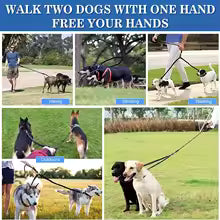 Dual Dog Leash Coupler โ No-Tangle Reflective Bungee Lead